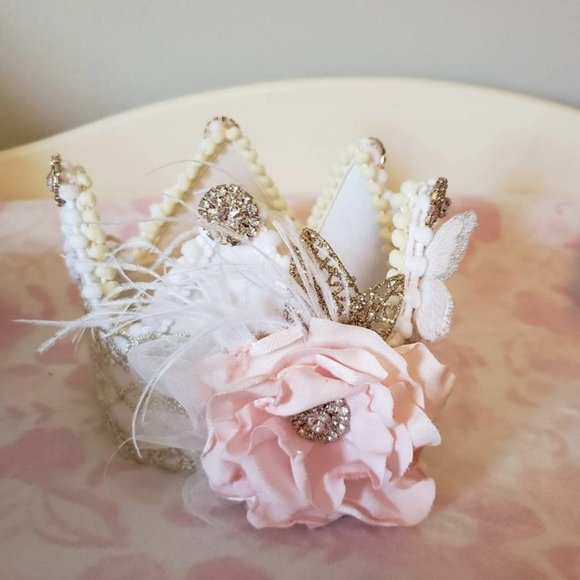 Baby Girls Handmade Boutique dress and crown 12 months 1st bday pageant …